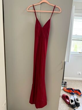 Burgundy Maxi Slip Dress with Spaghetti Straps